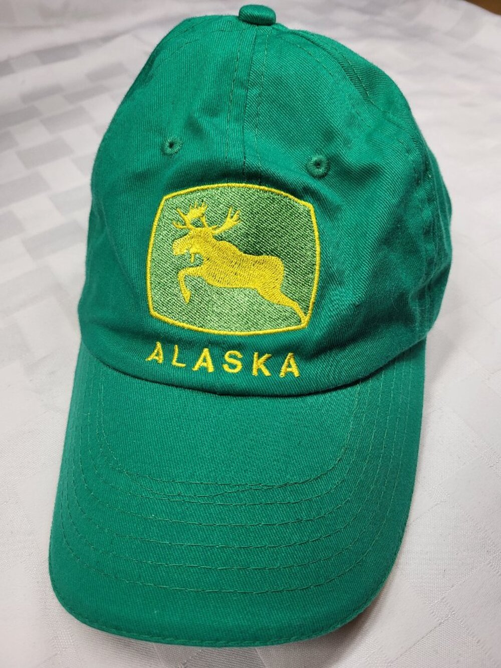 John Deere Inspired Green Alaska Moose Baseball Cap